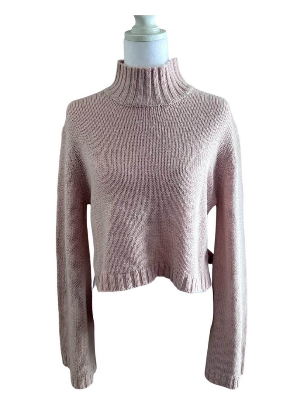 Tobi Dusty Pink Cropped Mock Neck Sweater - Size Medium